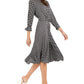 Vestido Alfani Feminino Estampado com Cinto e Saia Flare Preto Tamanho 12
