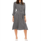 Vestido Alfani Feminino Estampado com Cinto e Saia Flare Preto Tamanho 16