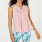 Blusa feminina sem mangas Charter Club Pintuck rosa tamanho XX-G