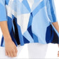 Túnica feminina Alfani estampada com manga 3/4 para usar no trabalho, azul, tamanho pequeno