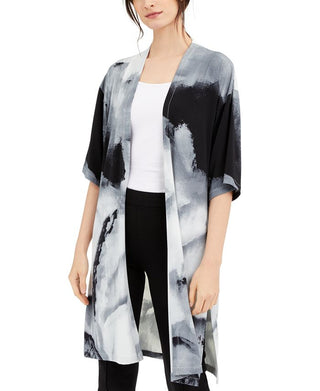 Cardigan longo com estampa abstrata feminina Alfani, cinza, tamanho grande