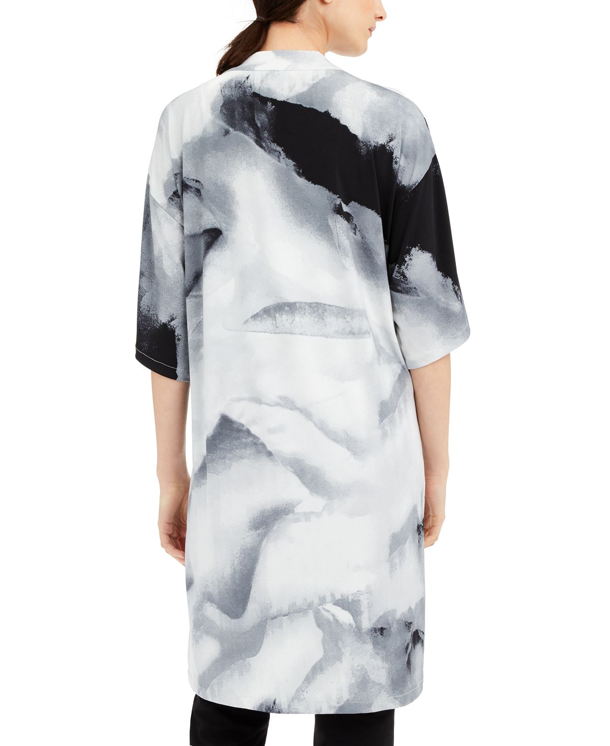 Cardigan longo com estampa abstrata feminina Alfani, cinza, tamanho grande