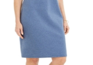 Vestido feminino Karen Scott de algodão com mangas compridas, azul, tamanho X-S