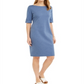 Vestido feminino Karen Scott de algodão com mangas compridas, azul, tamanho X-S