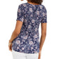 Blusa smocked estampada feminina Style &amp; Co, azul, tamanho X-S