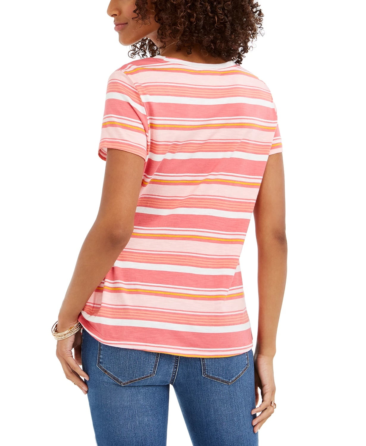 Blusa listrada rosa brilhante com amarração lateral estilo &amp; co feminina, tamanho médio
