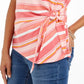 Blusa listrada rosa brilhante com amarração lateral estilo &amp; co feminina, tamanho médio