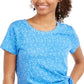 Blusa feminina estampada com amarração lateral, azul, tamanho X-S
