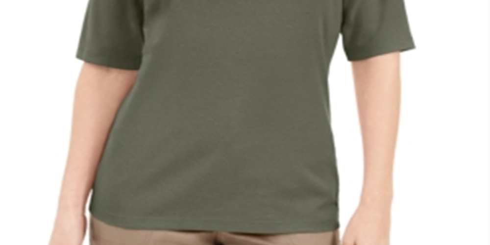 Karen Scott Blusa Feminina com Detalhe de Botão e Gola V Verde Tamanho XS