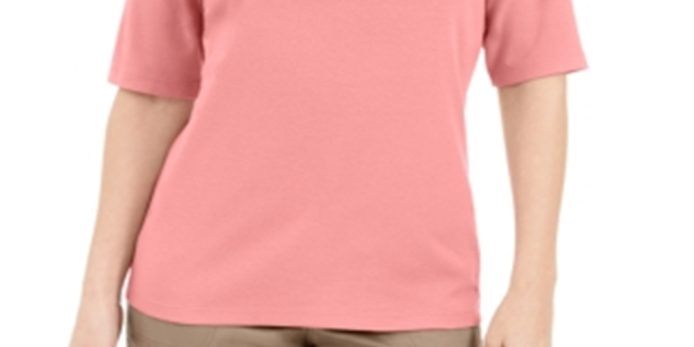 Blusa feminina Karen Scott com decote em V e detalhes em botões, rosa, tamanho grande