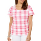 Blusa feminina Karen Scott com estampa decote redondo, rosa, tamanho grande