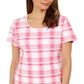 Blusa feminina Karen Scott com estampa decote redondo, rosa, tamanho grande