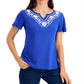 Karen Scott Blusa Feminina Azul Gola Alta Tamanho Pequeno