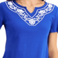 Karen Scott Blusa Feminina Azul Gola Alta Tamanho Pequeno