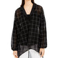 Blusa de noite feminina Alfani transparente com estampa de manga comprida e decote em V, tamanho X-G