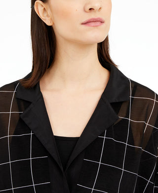 Blusa de noite feminina Alfani transparente com estampa de manga comprida e decote em V, tamanho X-G