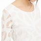 Blusa feminina Alfani, túnica, bainha dividida, decote redondo, branca, tamanho médio