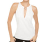 INC International Concepts Top Feminino com Anel O e Buraco Branco Tamanho Pequeno