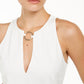 INC International Concepts Top Feminino com Anel O e Buraco Branco Tamanho Pequeno