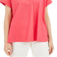 Blusa feminina Alfani com botões nas costas, rosa, tamanho pequeno GG