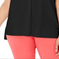 Blusa elástica com decote em V Alfani feminina, preta, tamanho 1X