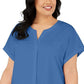 Blusa feminina Alfani Plus com decote dividido e manga curta, azul, tamanho 1X