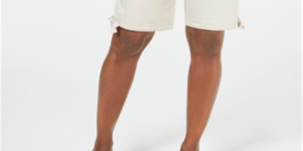 Shorts femininos Karen Scott com punhos amarrados, bege, tamanho 10