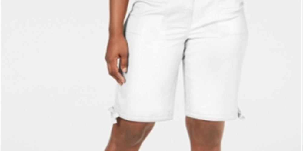 Shorts Karen Scott Feminino com Punhos Laçados e Mangas Compridas, Branco, Tamanho 12