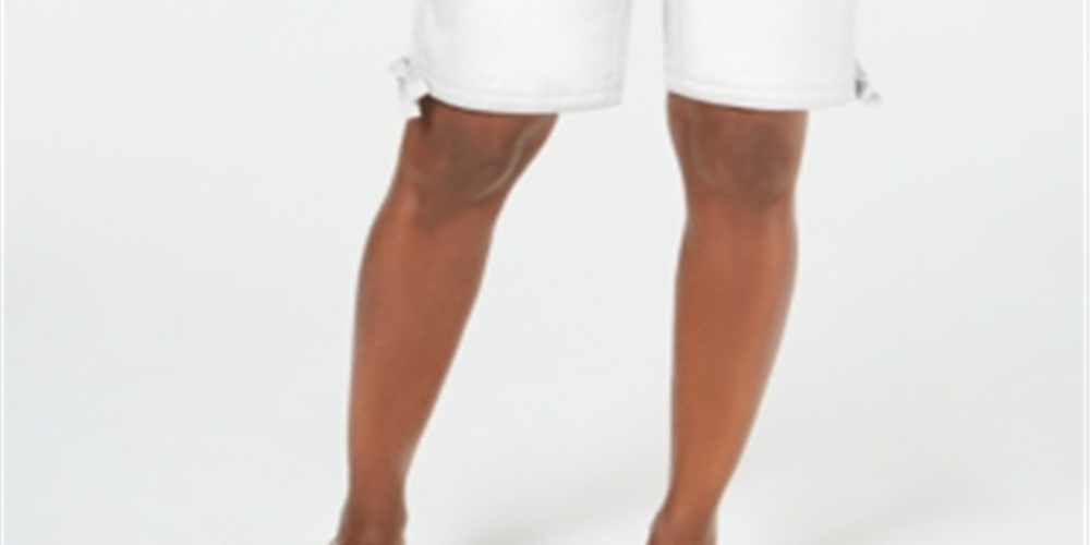 Shorts Karen Scott Feminino com Punhos Laçados e Mangas Compridas, Branco, Tamanho 12