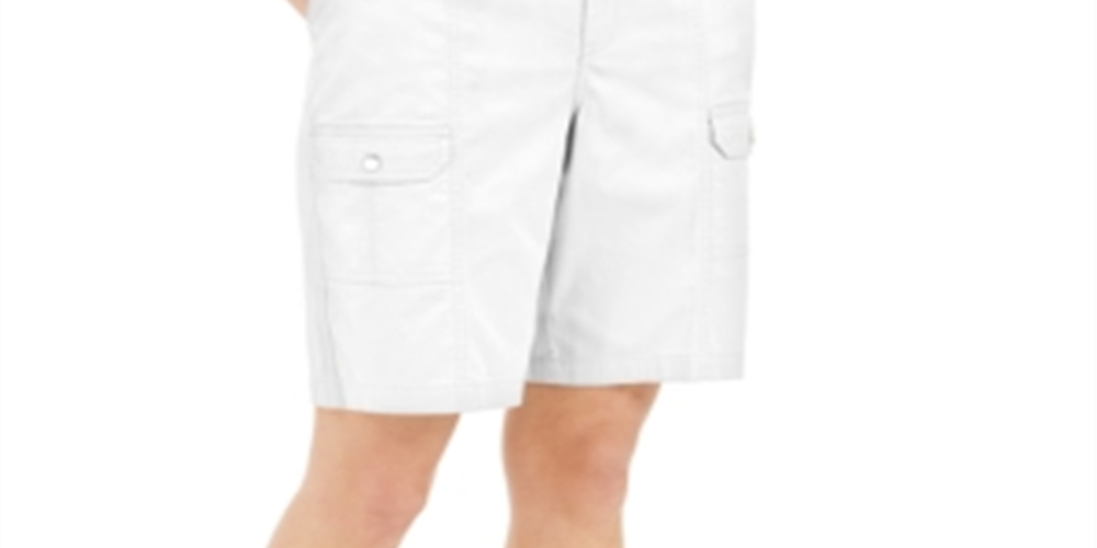 Shorts feminino Karen Scott com bolso frontal, branco, tamanho 8