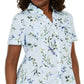 Camisa feminina Karen Scott de algodão com estampa floral, azul, tamanho grande