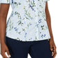 Camisa feminina Karen Scott de algodão com estampa floral, azul, tamanho grande