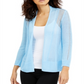 Cardigan Alfani Feminino de Linho Misto com Frente Aberta Azul Tamanho Grande