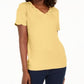 Camiseta feminina Karen Scott de algodão com decote em V e estampa recortada, tamanho XS