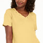 Camiseta feminina Karen Scott de algodão com decote em V e estampa recortada, tamanho XS