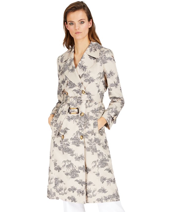Jaqueta trench coat feminina floral com bolsos da INC International Concepts, marrom, tamanho extragrande