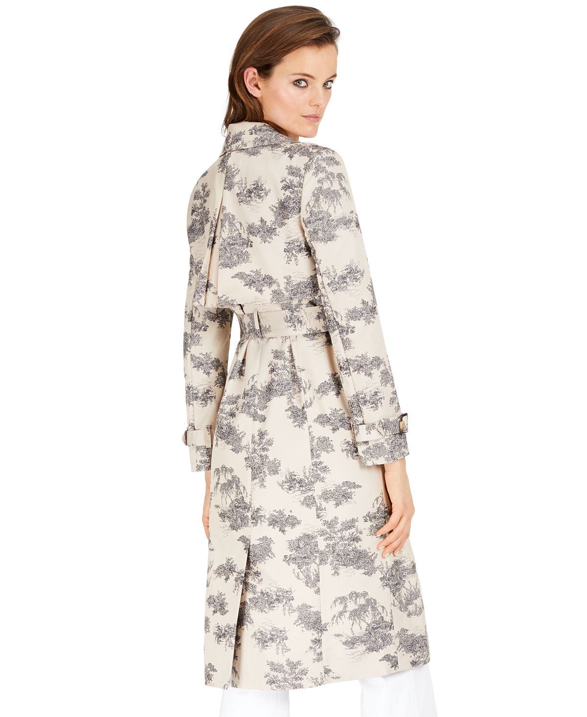 Jaqueta trench coat feminina floral com bolsos da INC International Concepts, marrom, tamanho extragrande