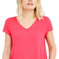 Camiseta feminina Alfani de malha com decote em V, rosa, tamanho extragrande