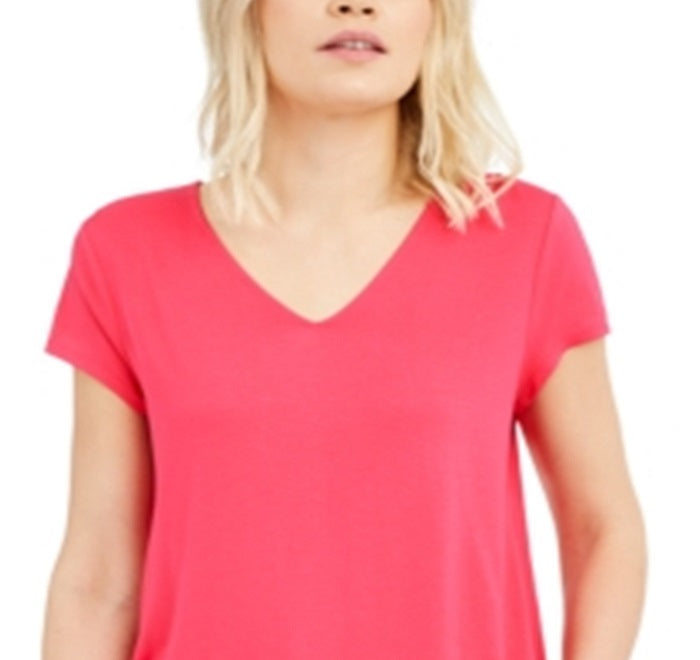 Camiseta feminina Alfani de malha com decote em V, rosa, tamanho extragrande