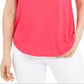 Camiseta feminina Alfani de malha com decote em V, rosa, tamanho extragrande