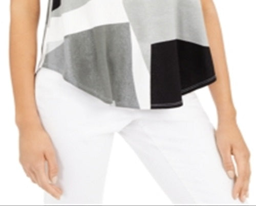 Camiseta feminina estampada Alfani cinza tamanho grande