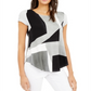 Camiseta feminina estampada Alfani cinza tamanho grande