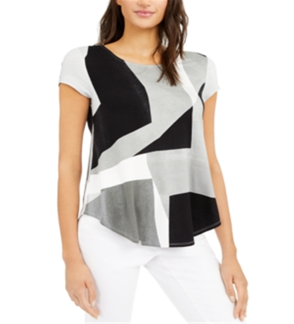 Camiseta feminina estampada Alfani cinza tamanho grande