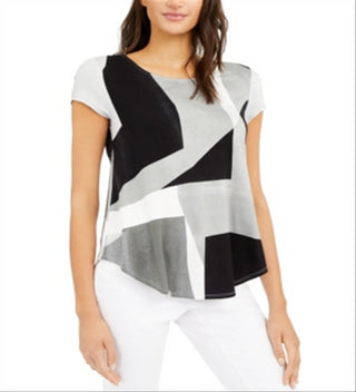 Camiseta feminina estampada Alfani cinza tamanho grande