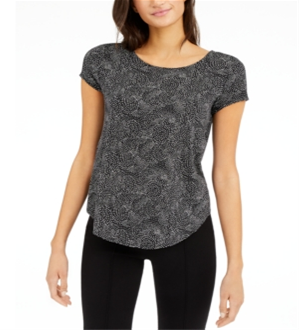 Camiseta feminina Alfani manga curta preta tamanho grande