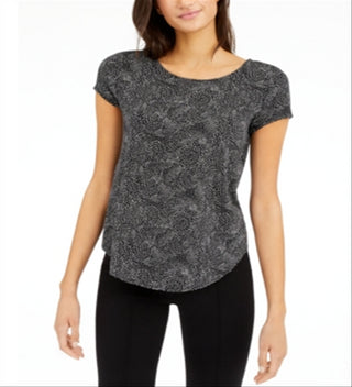 Camiseta feminina Alfani manga curta preta tamanho grande