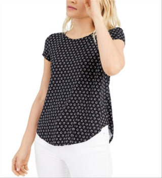 Camiseta feminina estampada Alfani preta tamanho grande