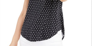 Camiseta feminina estampada Alfani preta tamanho grande