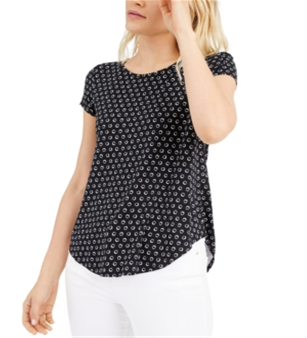 Camiseta feminina Alfani manga curta preta tamanho X-G