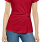 Blusa feminina Ponte Knit Twist da INC International Concepts, vermelha, tamanho grande
